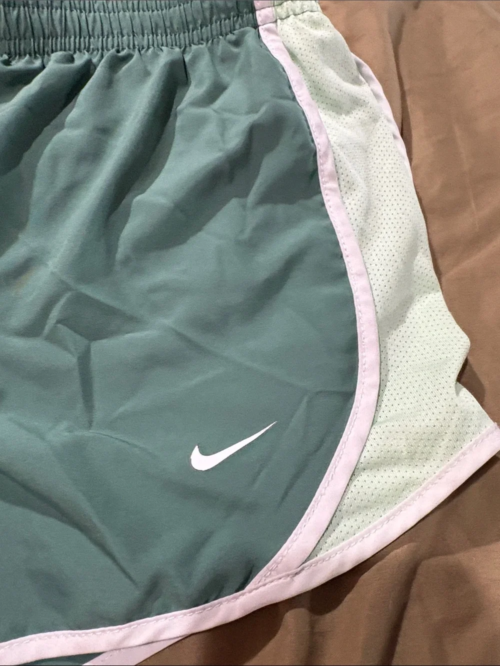 Nike Green Running Shorts with White Trim